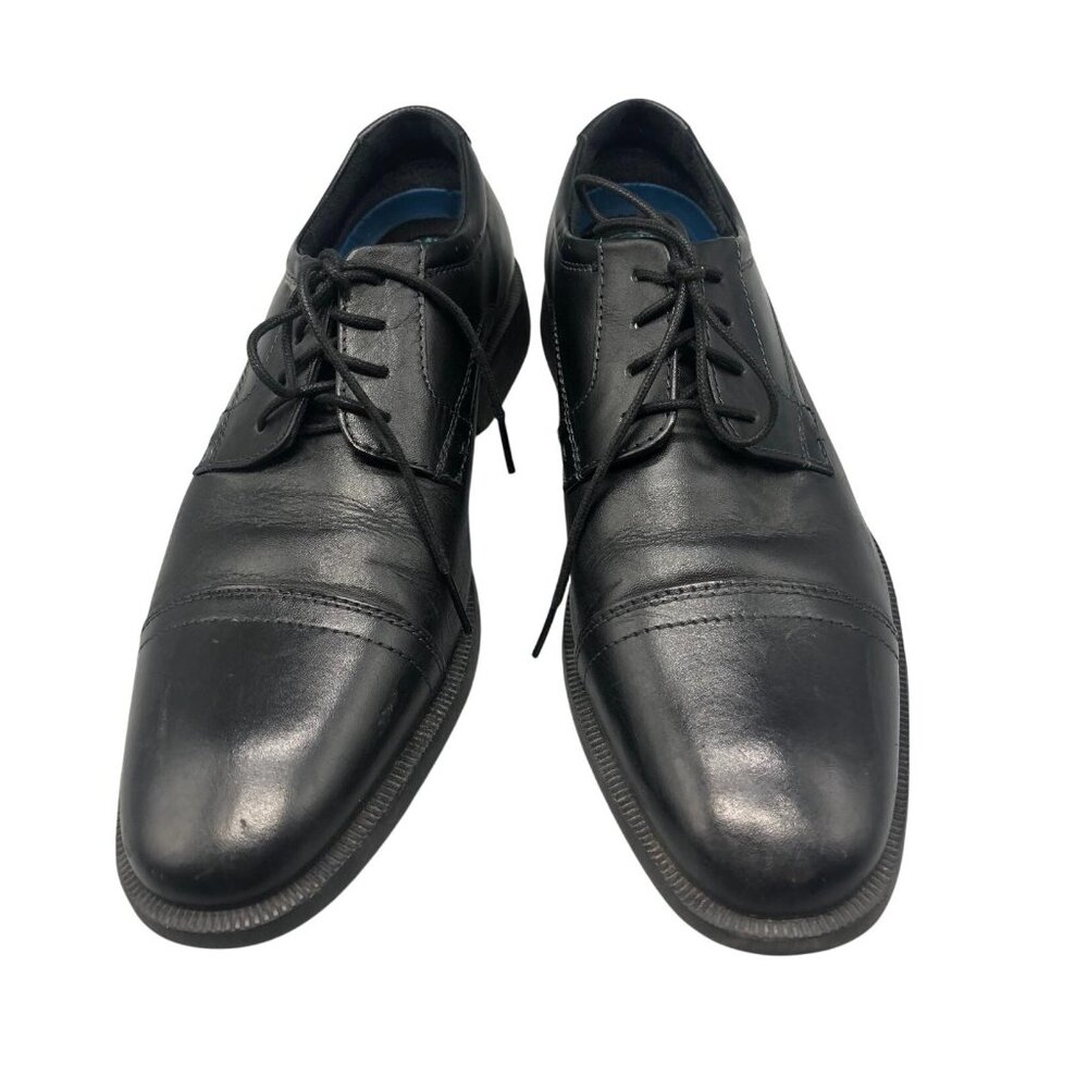 NunnBush  lace up dress shoes black leather with comfort gel memory foam 8m READ